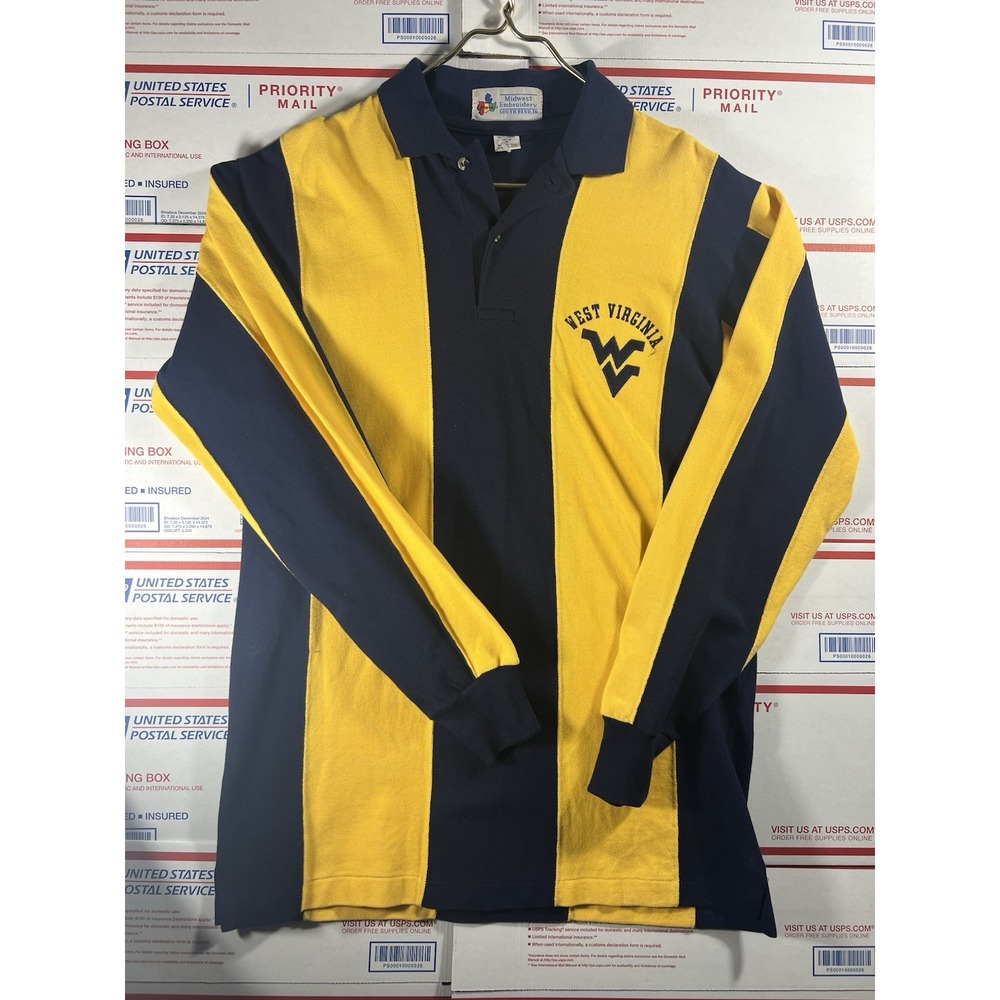 Vintage 90s‎ Midwest Embroidery West Virginia Mountaineers Med POLO NWOT